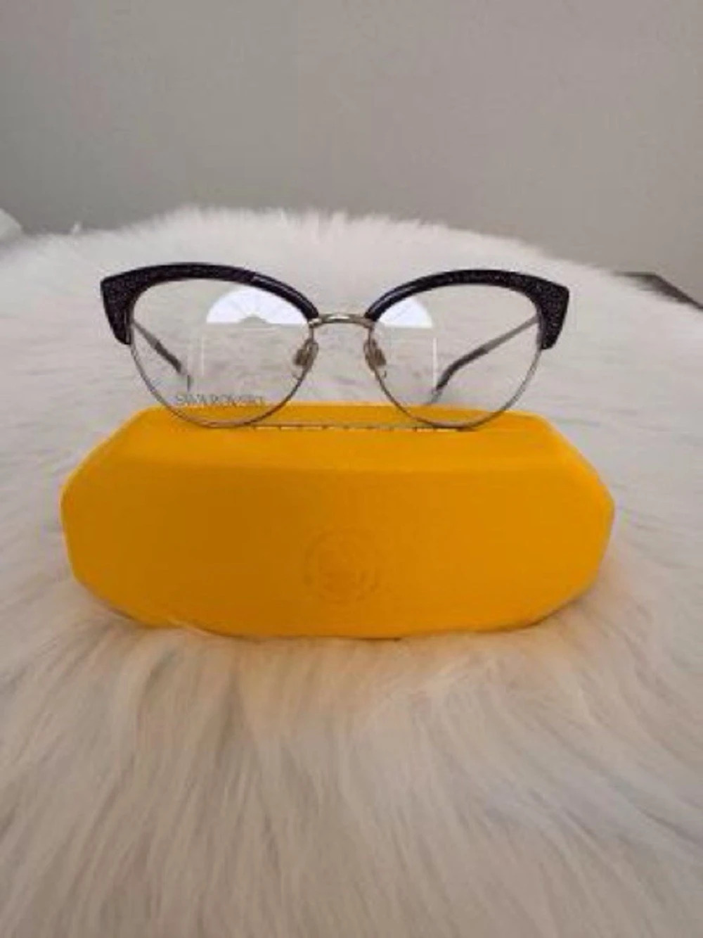 New RX Swarovski Cat Eye Eyeglasses in Purple & Gold New
